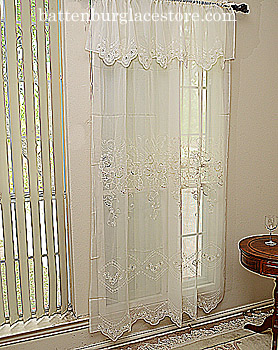 Sheer Windows Valance 18" x 60". Style 136. Pearled Ivory Color